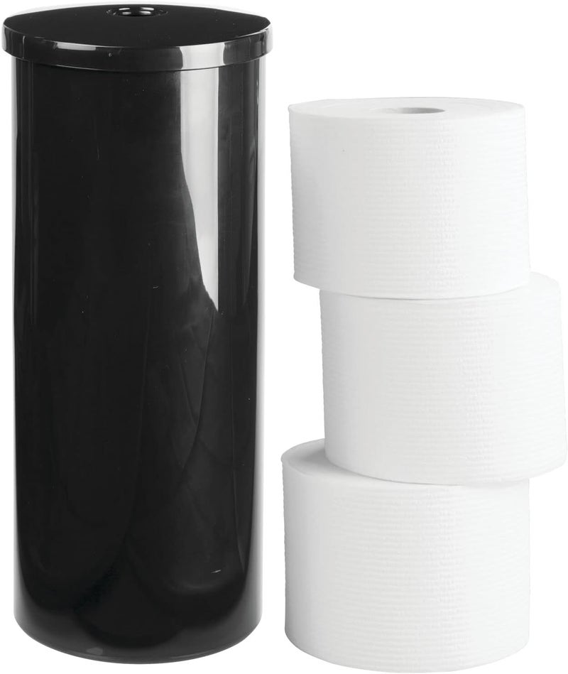 m-design Plastic Floor Stand Toilet Paper Organizer with Cover, 3-Roll Space-Saving Tissue Storage for Bathroom - Fits Under Sink, Vanity, Shelf, in Cabinet, Corner - Aura Collection - Black - Image 5